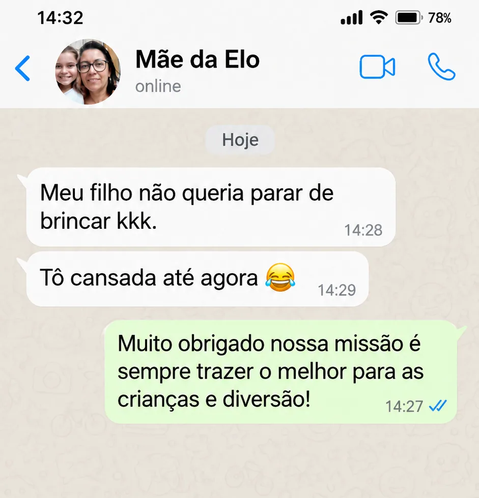Mãe da Elo: Meu filho não queria parar de brincar.